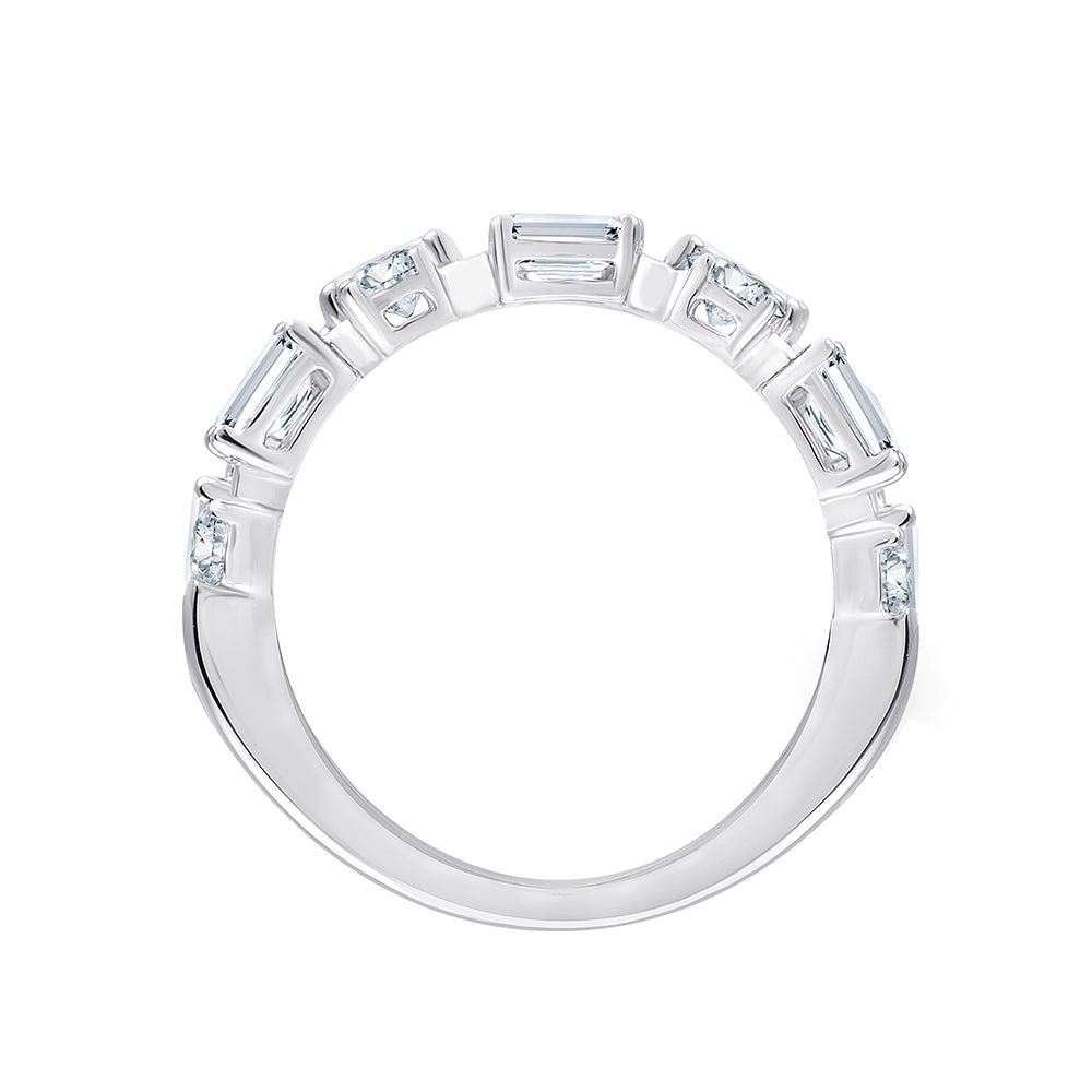 Mixed Cut Dual Row Half Eternity Band