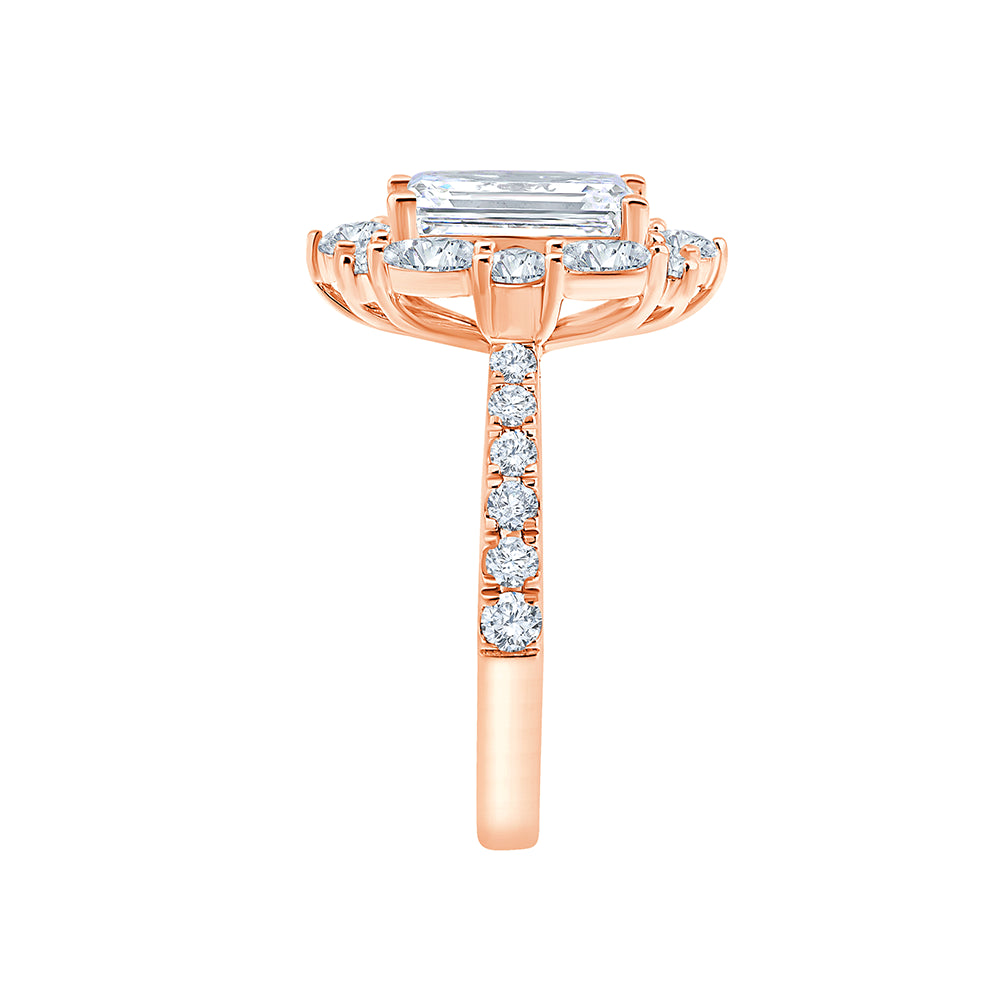 46 Carat Emerald Cut Mixed Halo Engagement Ring