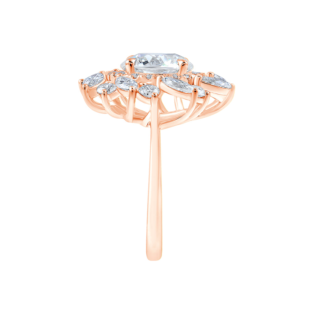Brilliant Cut Mixed Halo Floral Engagement Ring