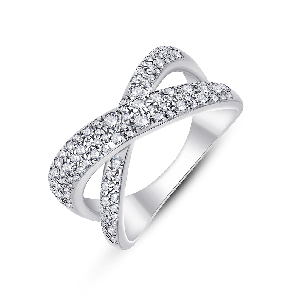 Brilliant Cut Pav Crossover Ring 