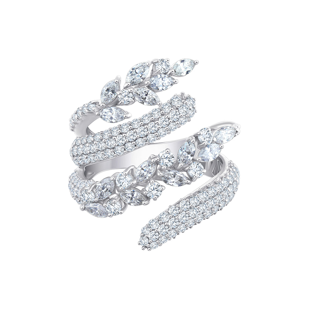 Marquise  Brilliant Cut MultiRow Crossover Ring