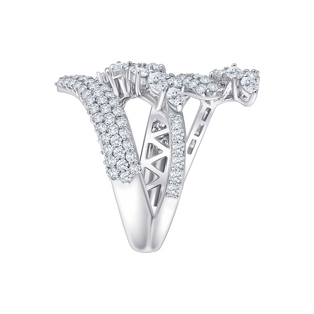 Marquise  Brilliant Cut MultiRow Crossover Ring