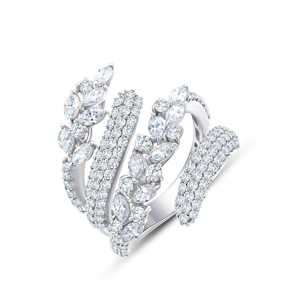 Marquise  Brilliant Cut MultiRow Crossover Ring