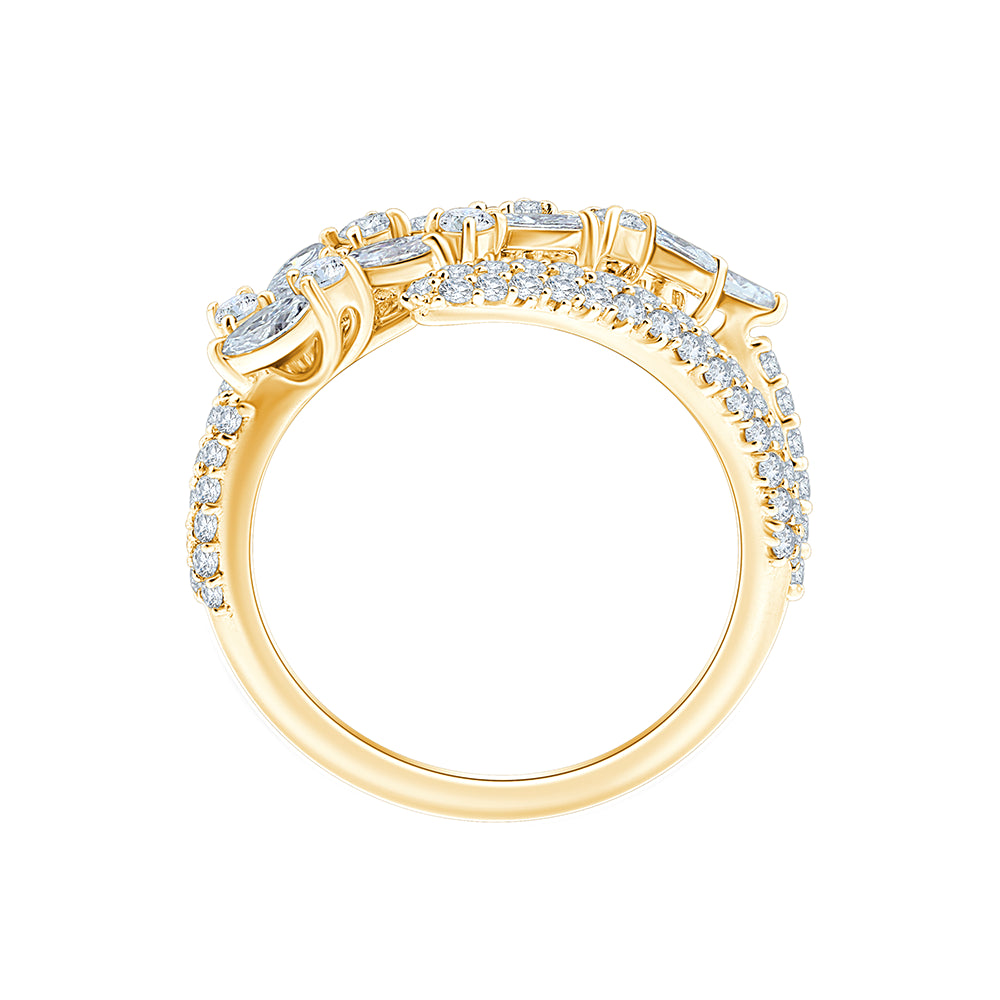 Marquise  Brilliant Cut MultiRow Crossover Ring