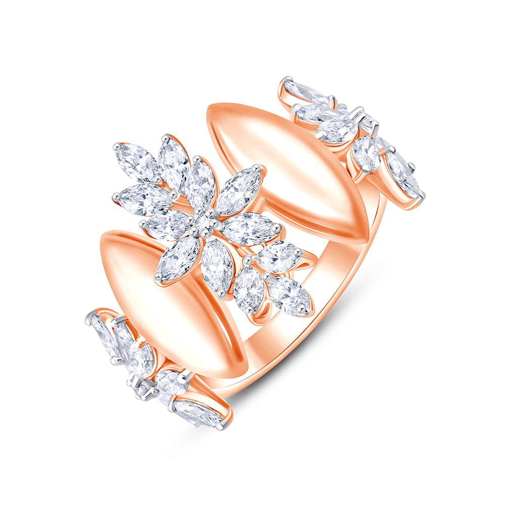 Marquise Cut Floral Cocktail Ring 