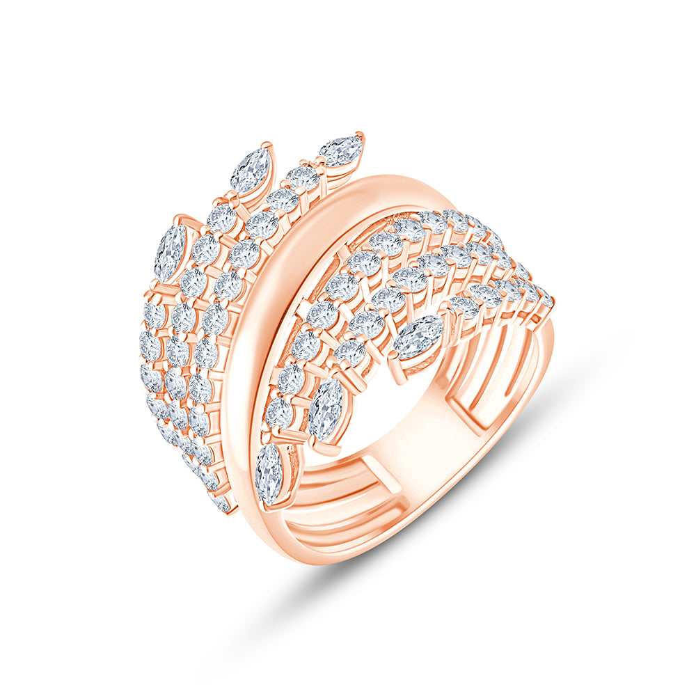 Brilliant Cut Winged Crossover Ring