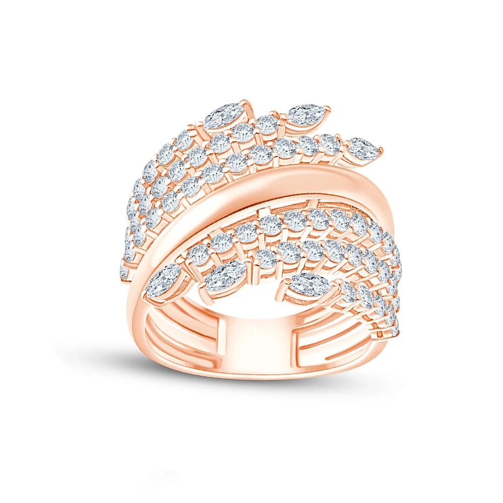 Brilliant Cut Winged Crossover Ring
