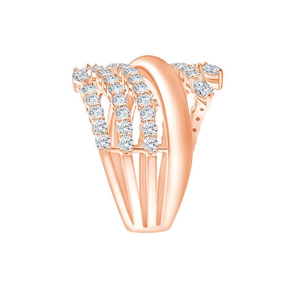 Brilliant Cut Winged Crossover Ring