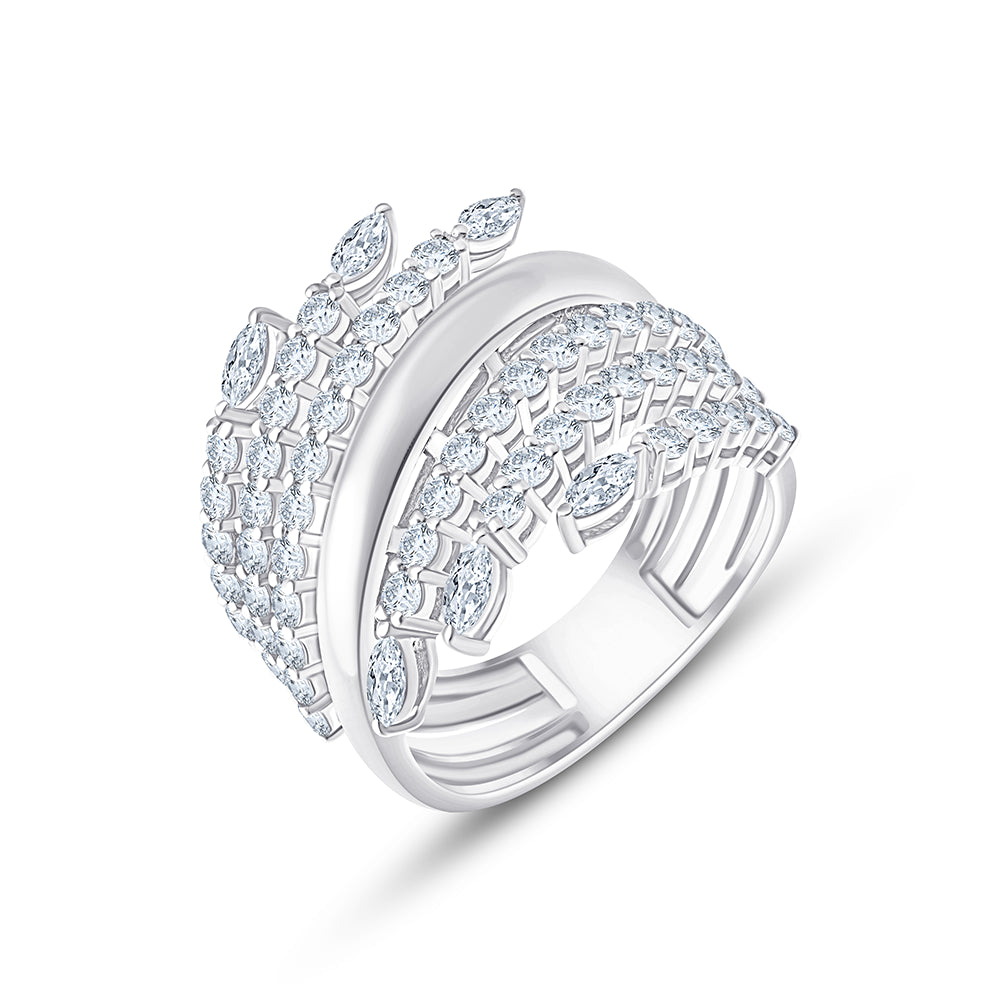 Brilliant Cut Winged Crossover Ring