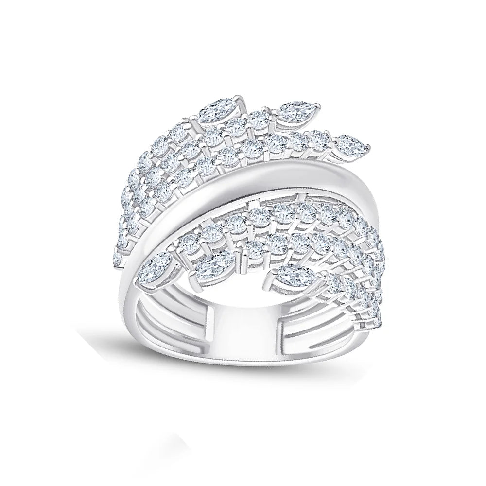 Brilliant Cut Winged Crossover Ring