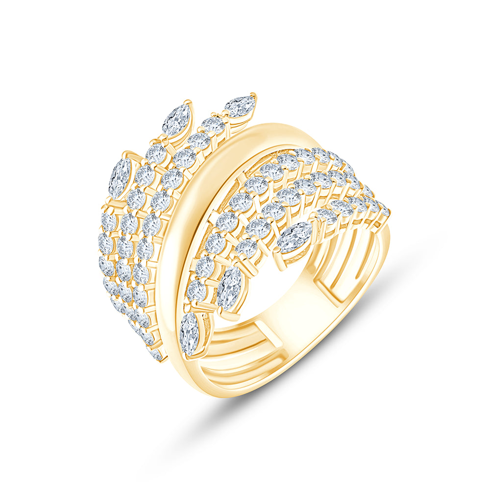 Brilliant Cut Winged Crossover Ring