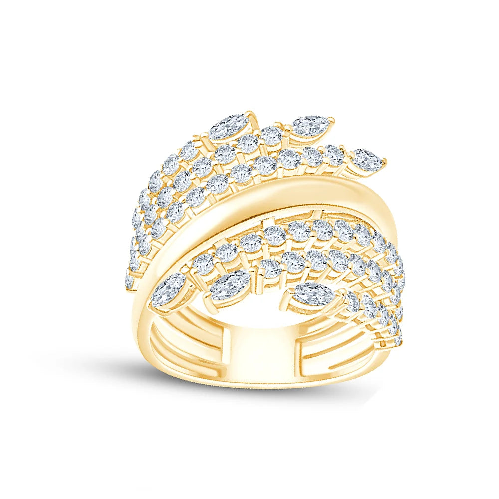 Brilliant Cut Winged Crossover Ring