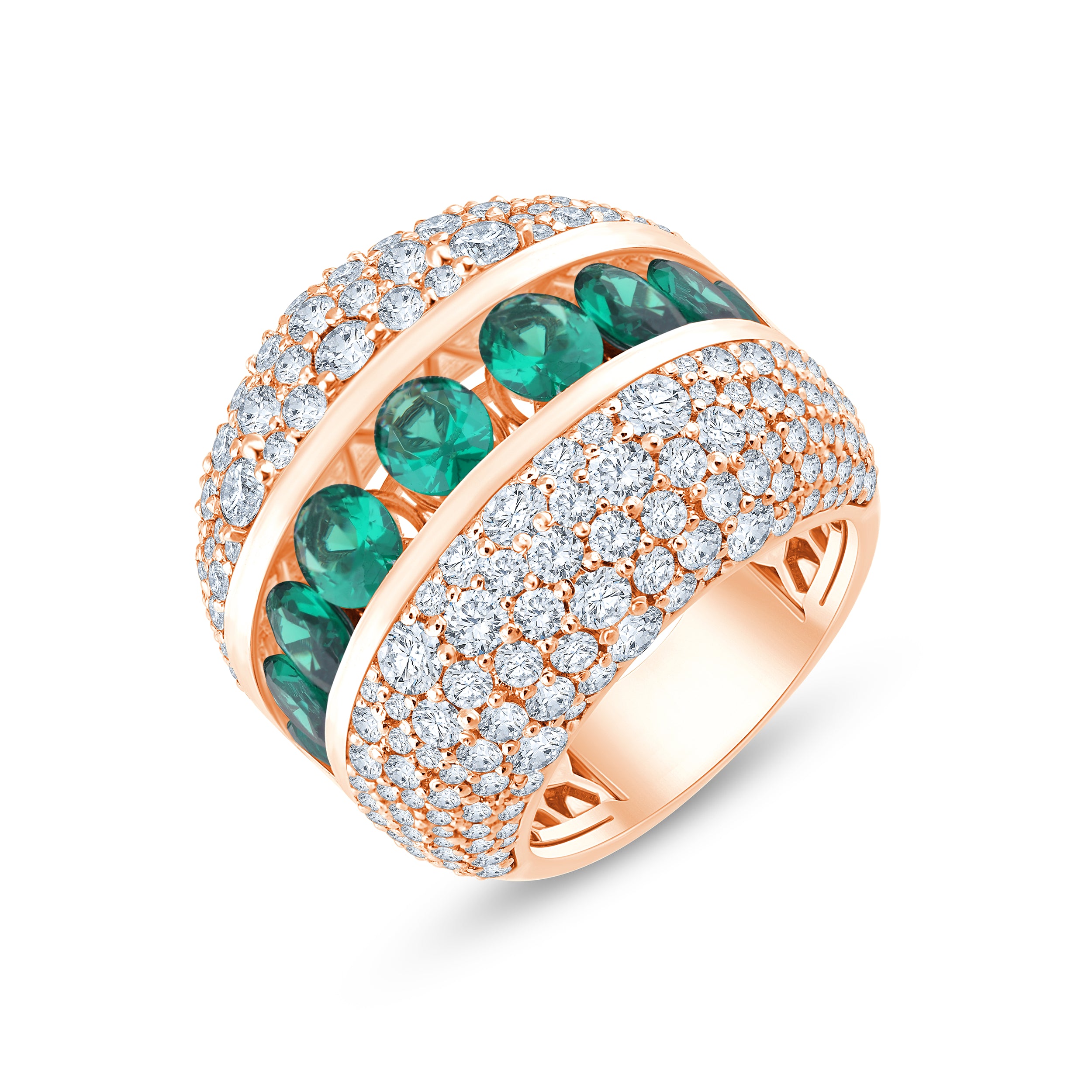 SemiPrecious Emerald  Diamond Accent Statement Band  