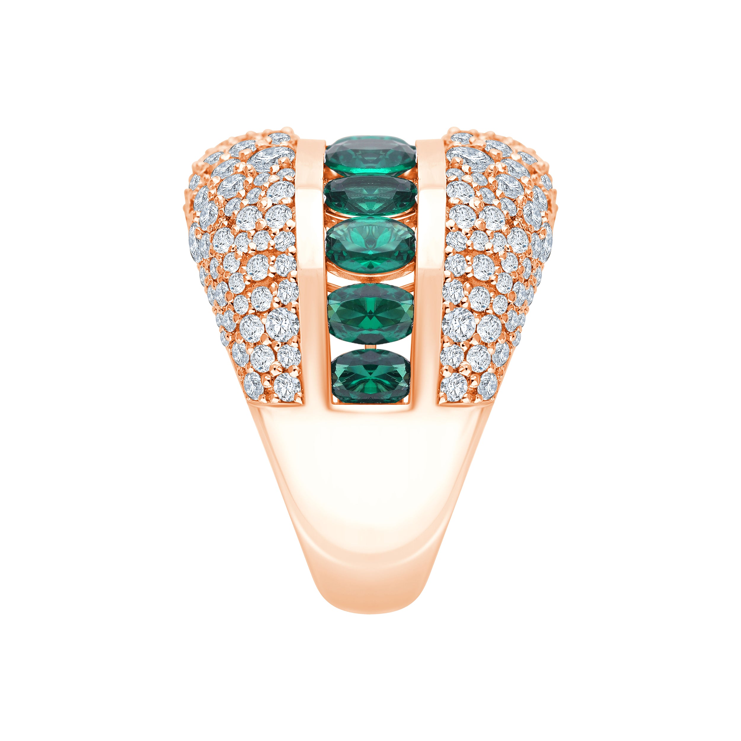SemiPrecious Emerald  Diamond Accent Statement Band  