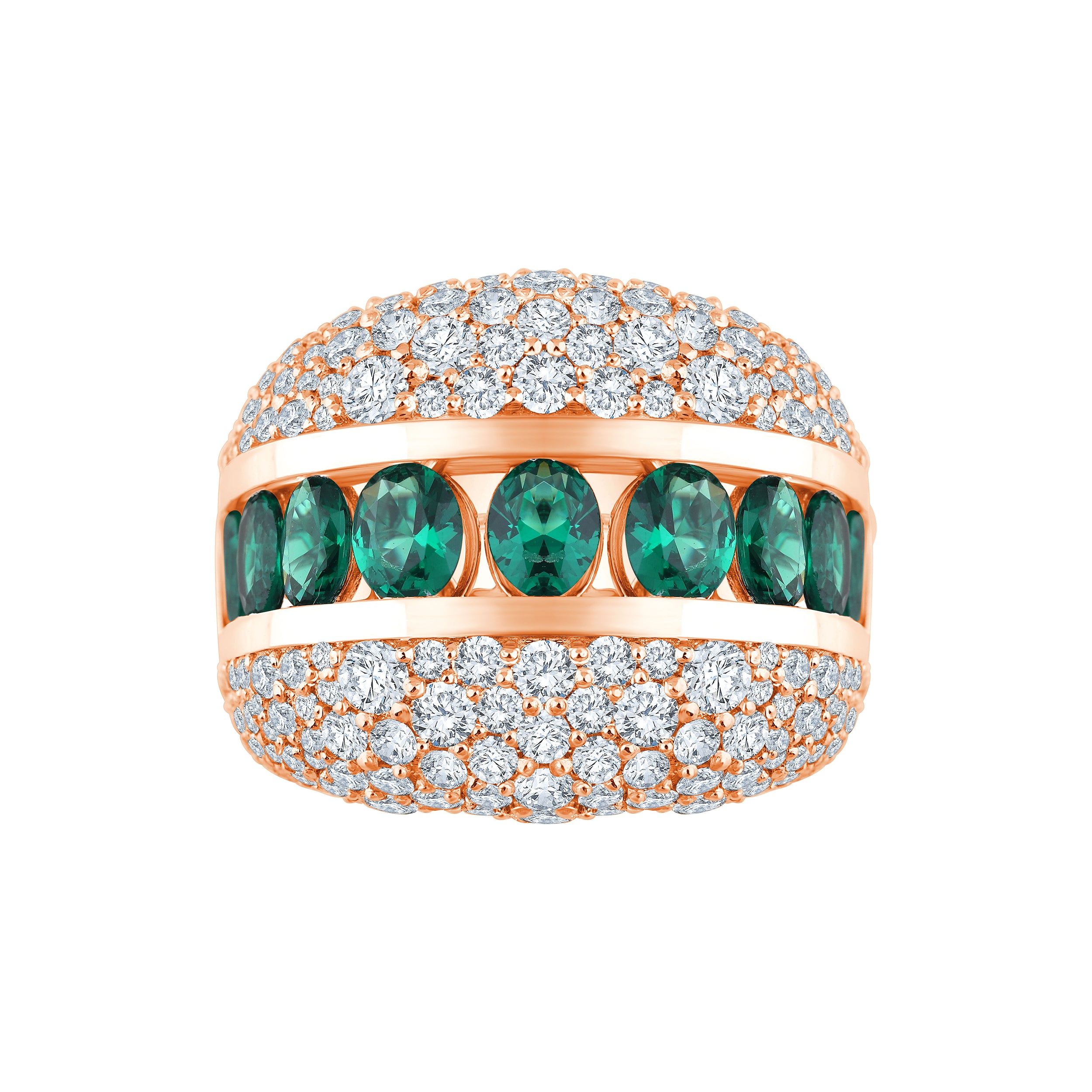 SemiPrecious Emerald  Diamond Accent Statement Band  