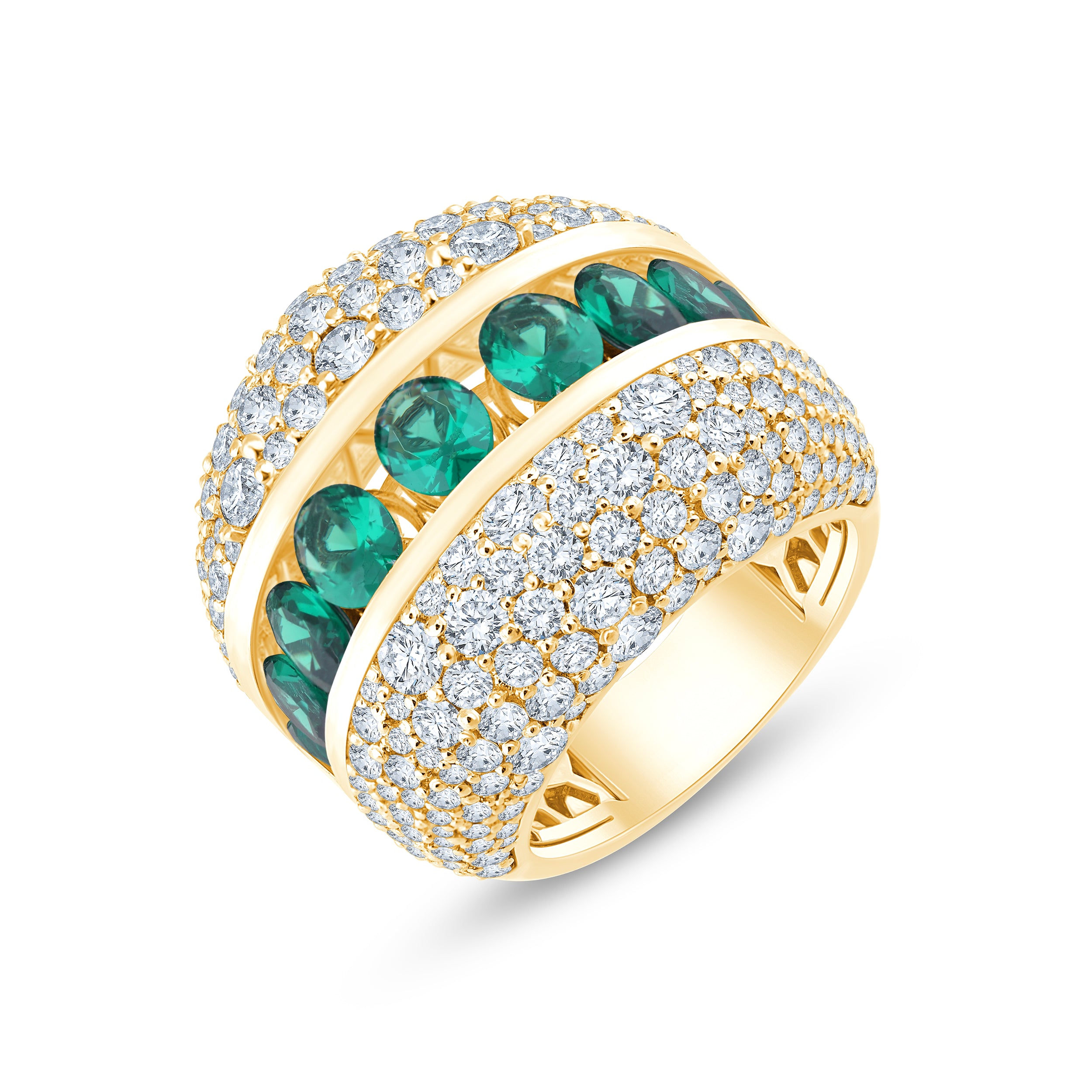 SemiPrecious Emerald  Diamond Accent Statement Band  