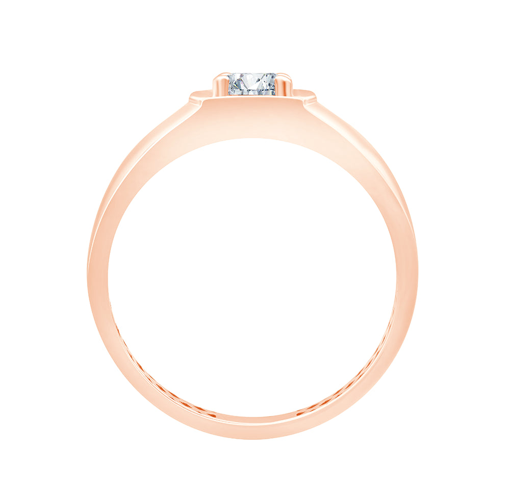 Brilliant Cut Solitaire SquareSet Mens Ring