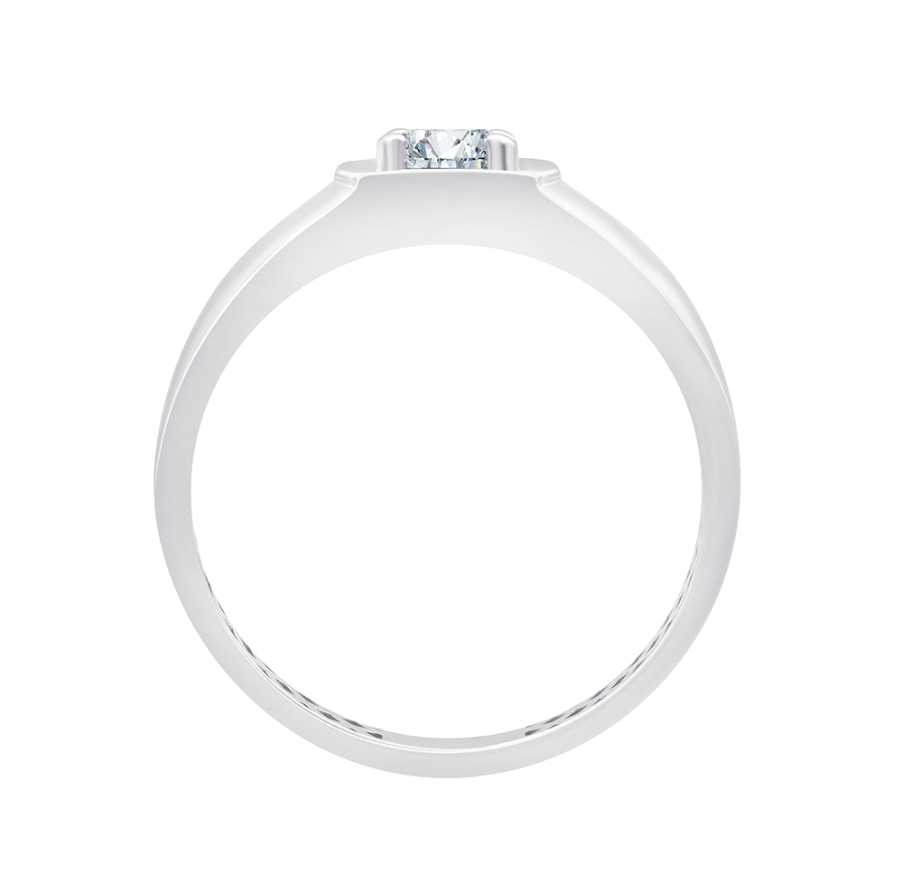 Brilliant Cut Solitaire SquareSet Mens Ring