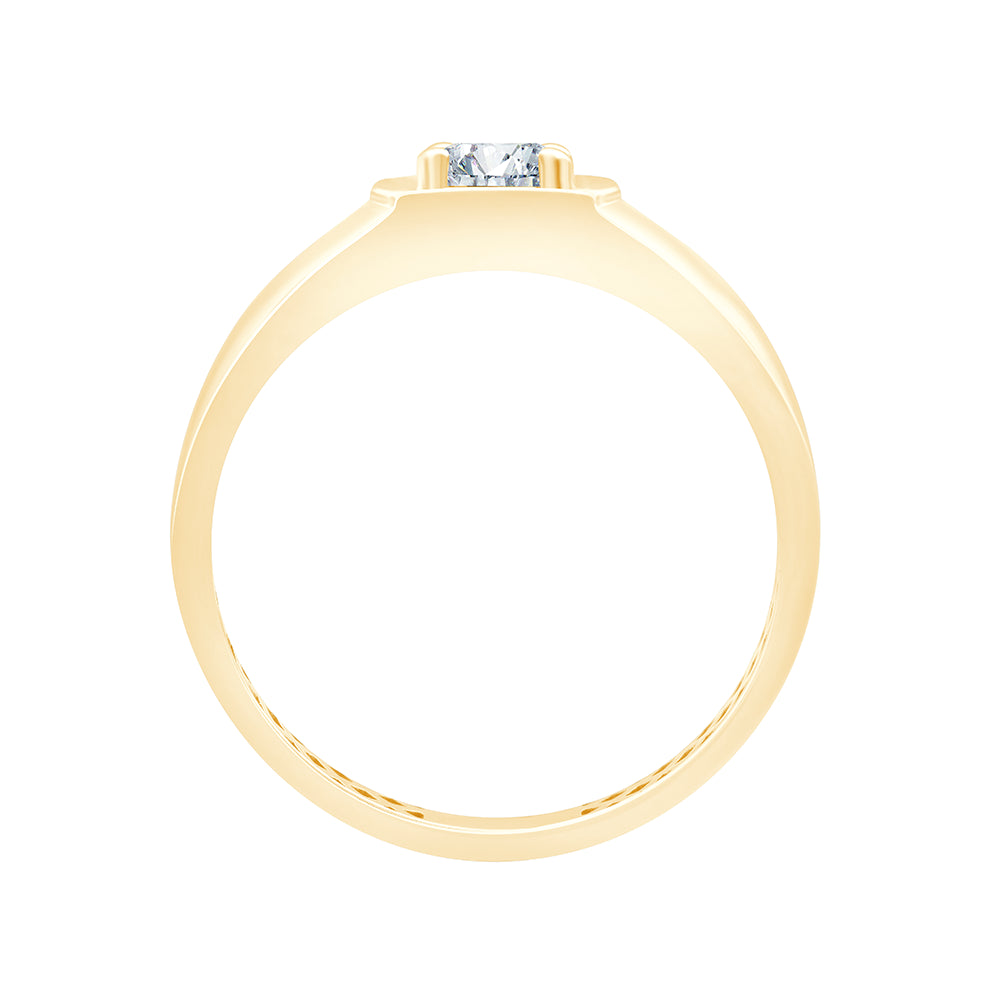 Brilliant Cut Solitaire SquareSet Mens Ring