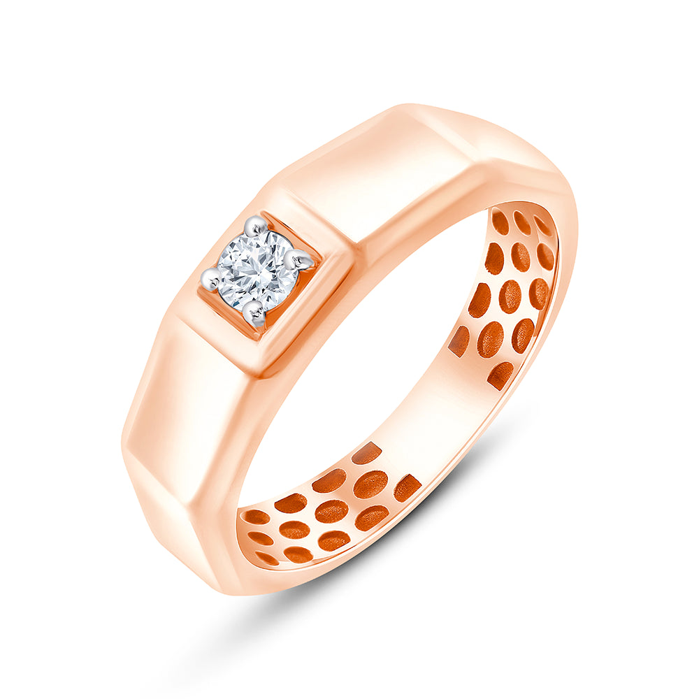 Brilliant Cut Solitaire Faceted Mens Ring