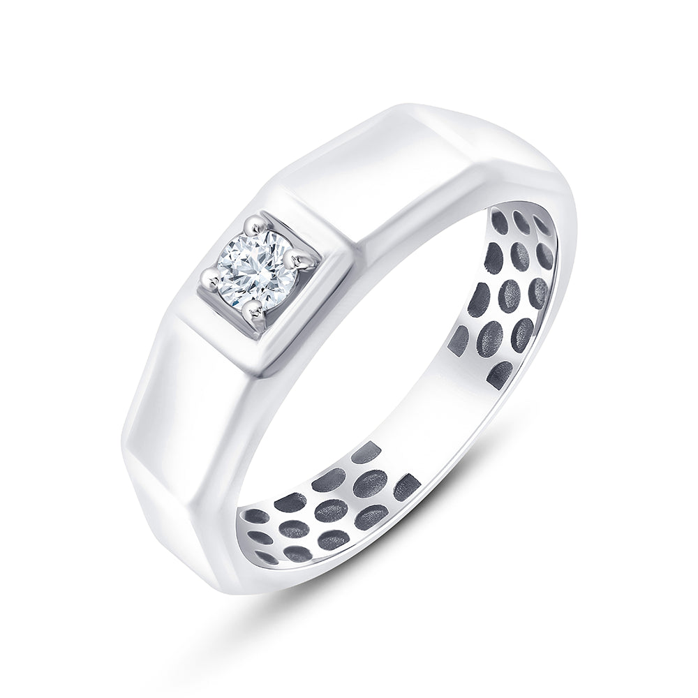 Brilliant Cut Solitaire Faceted Mens Ring