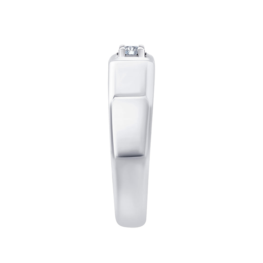 Brilliant Cut Solitaire Faceted Mens Ring