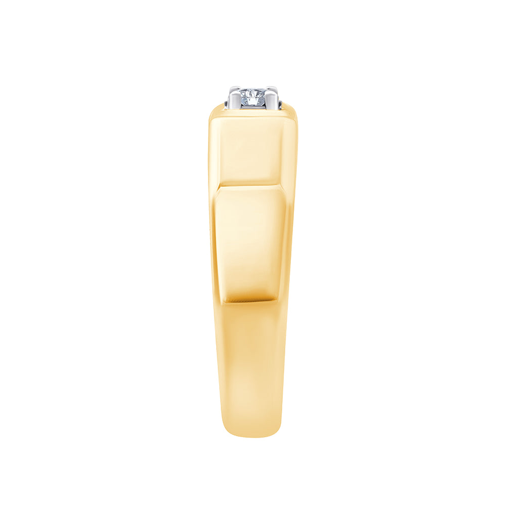 Brilliant Cut Solitaire Faceted Mens Ring
