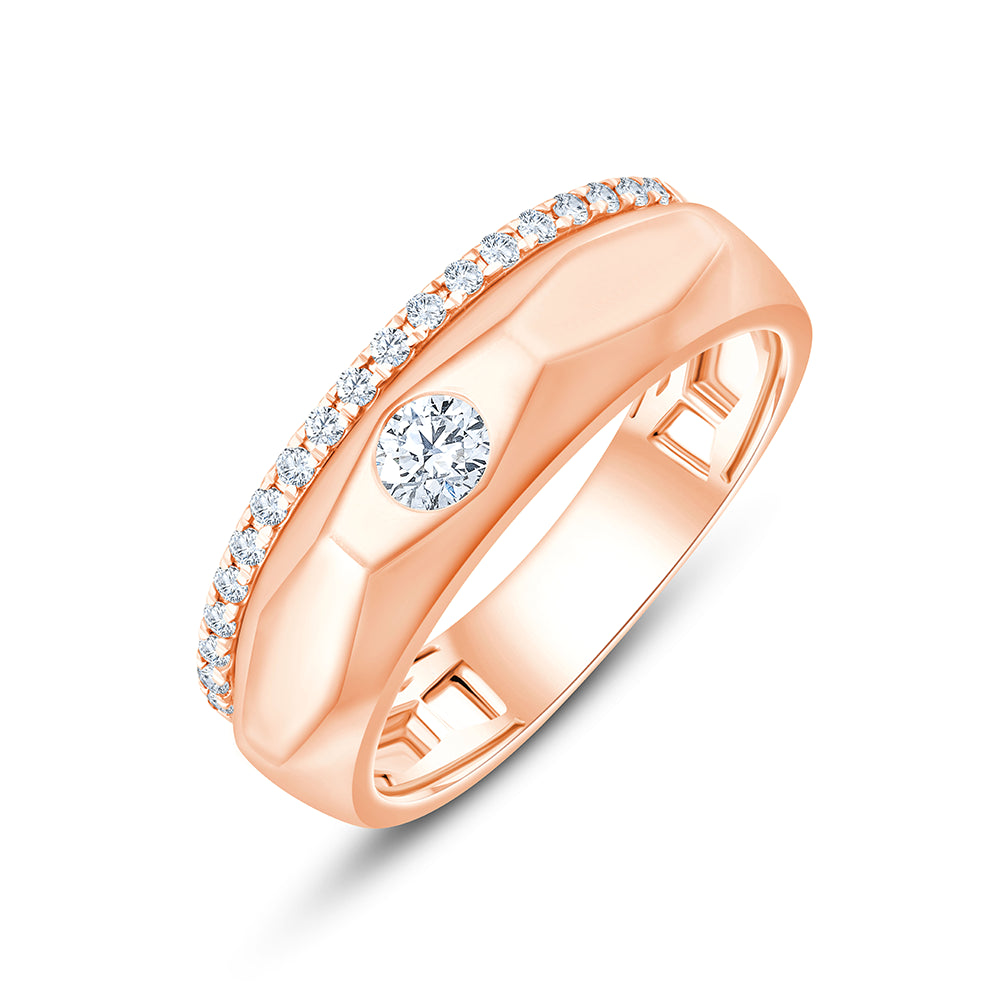 Brilliant Cut Solitaire Diamond Line Mens Ring