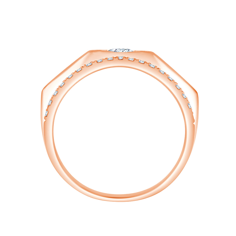 Brilliant Cut Solitaire Diamond Line Mens Ring