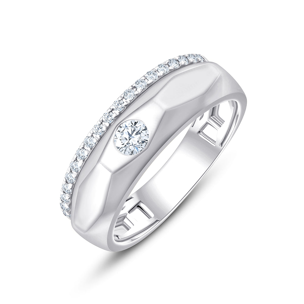 Brilliant Cut Solitaire Diamond Line Mens Ring