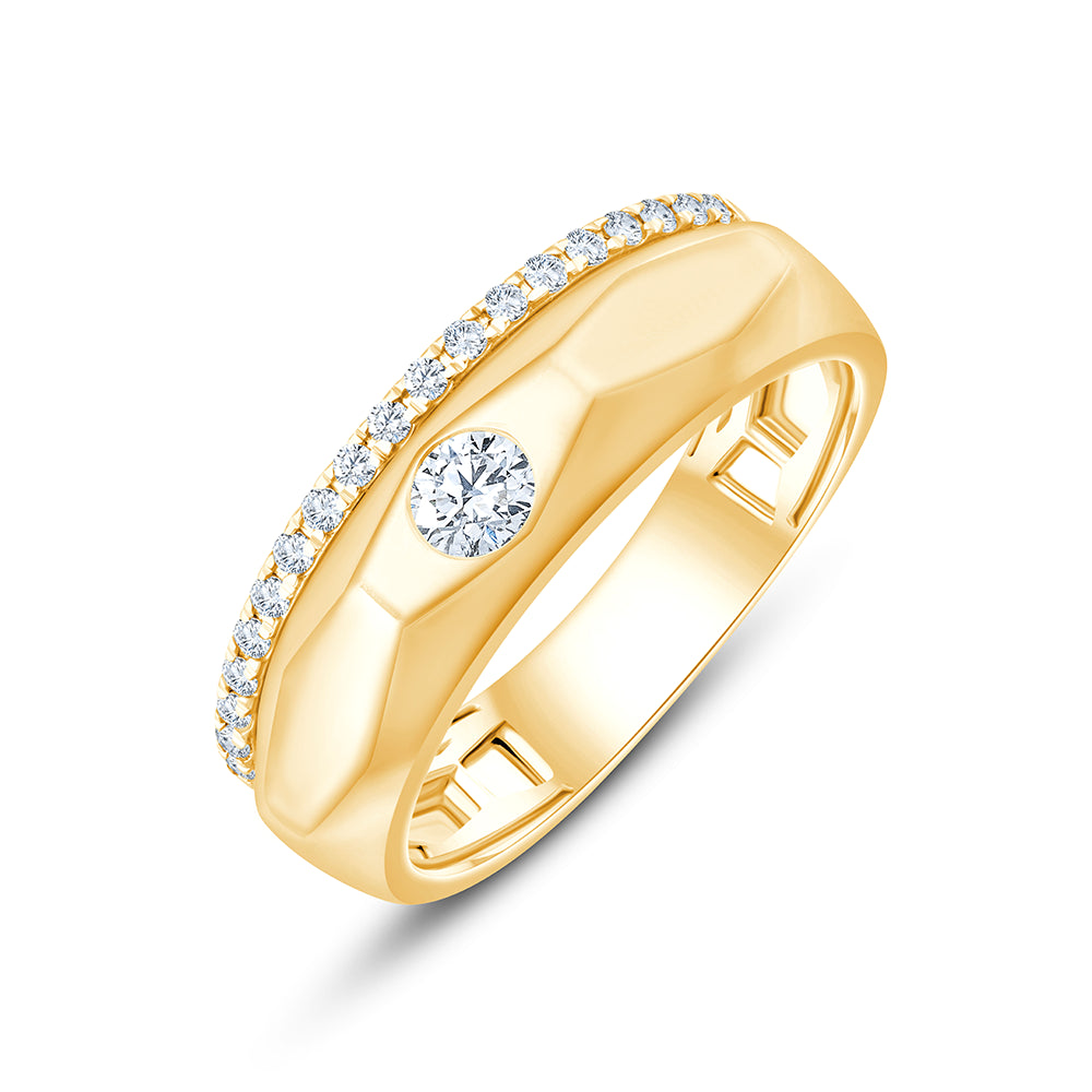 Brilliant Cut Solitaire Diamond Line Mens Ring