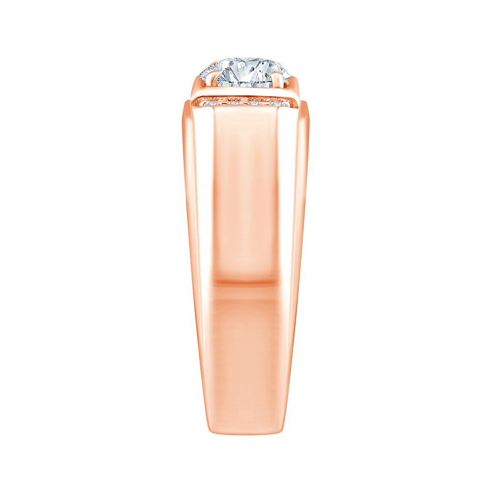 Brilliant Cut Solitaire Panel WideBand Mens Ring