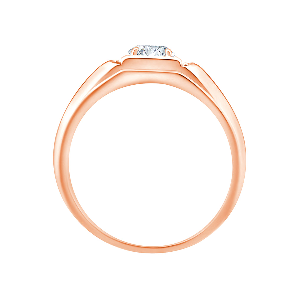 Brilliant Cut Solitaire Panel WideBand Mens Ring