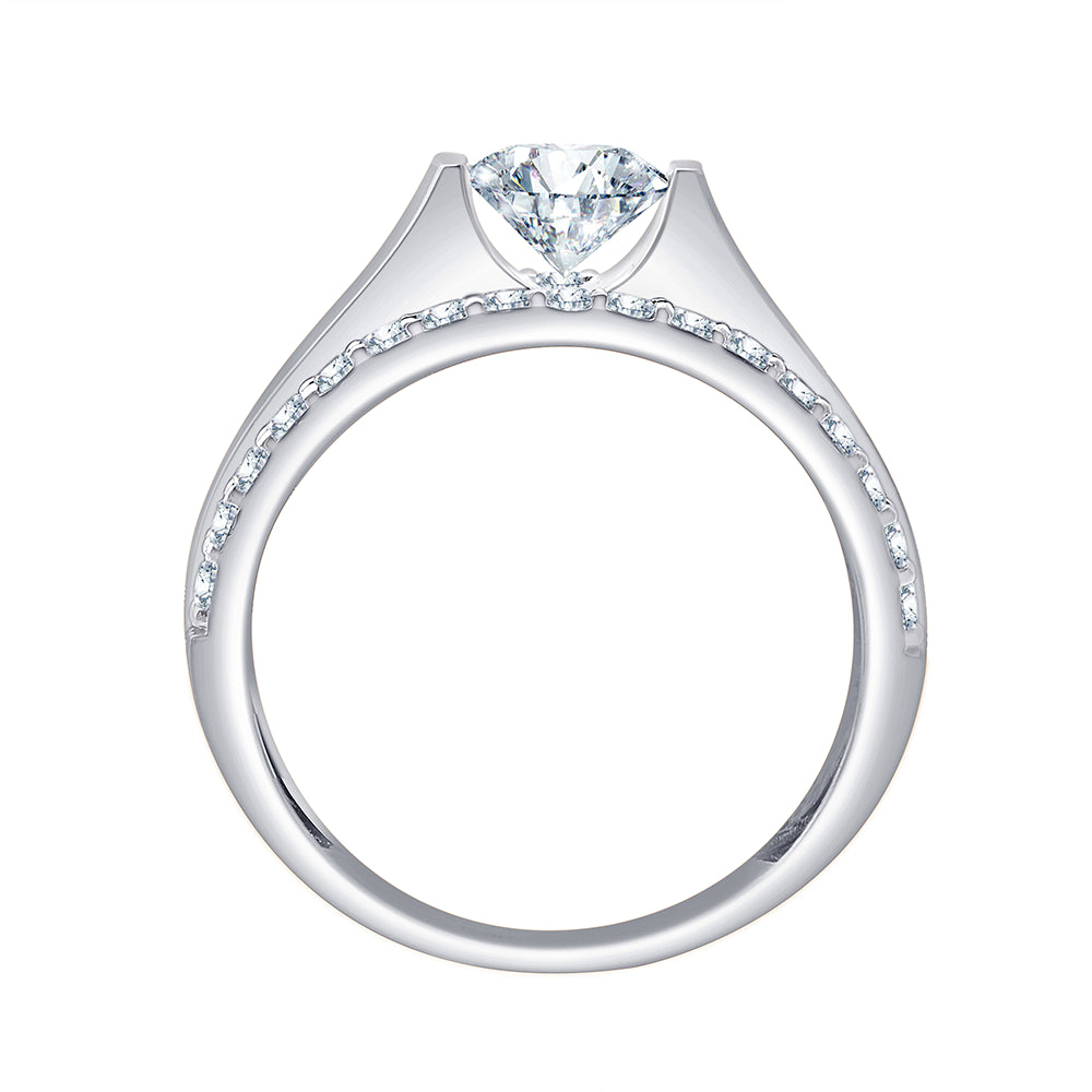 Brilliant Cut Solitaire WideBand Mens Ring