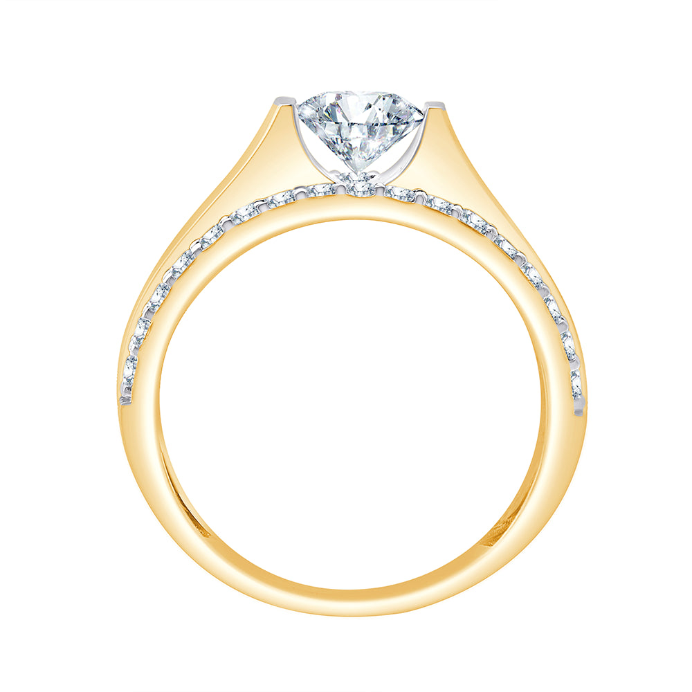 Brilliant Cut Solitaire WideBand Mens Ring