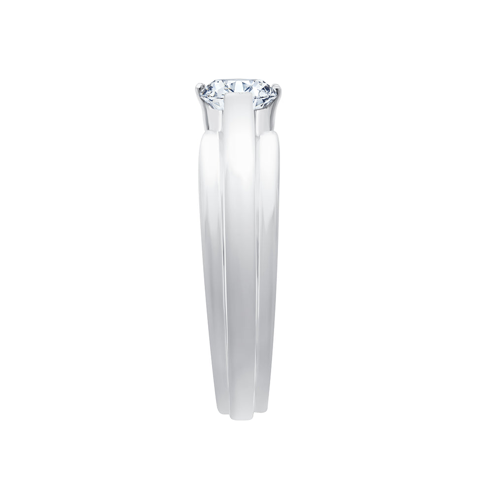 Brilliant Cut Solitaire Stepped Mens Ring