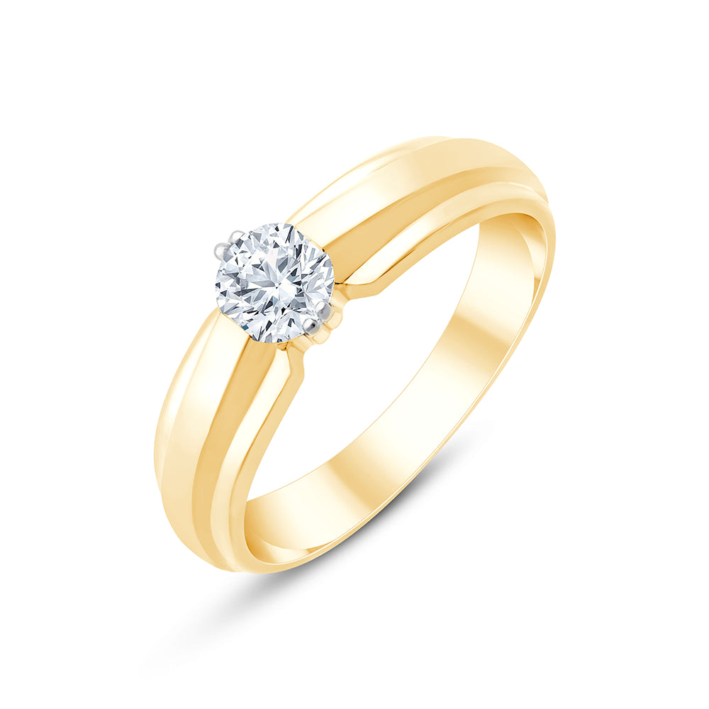 Brilliant Cut Solitaire Stepped Mens Ring