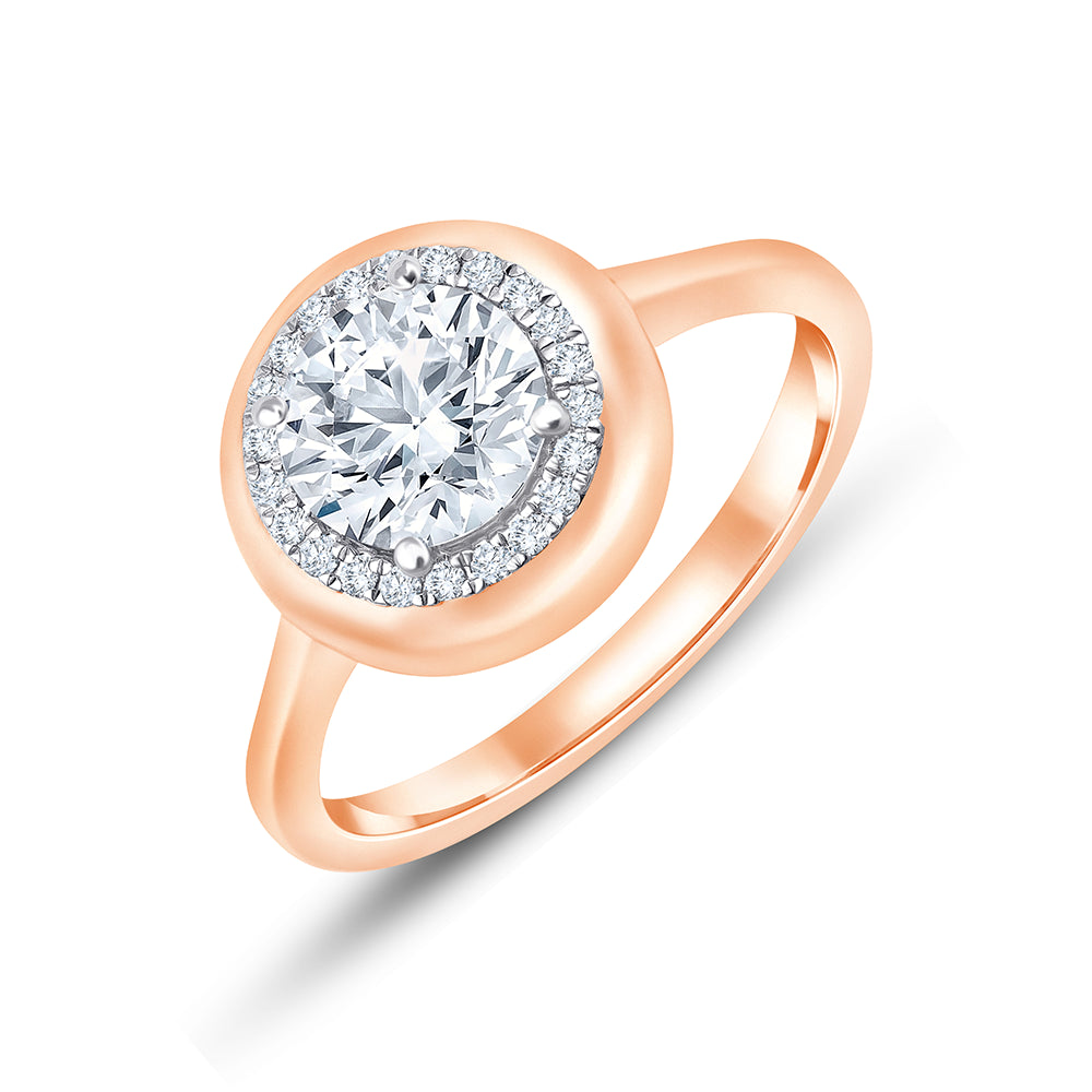 1.1 Carat Brilliant Cut Halo Solitaire Ring 