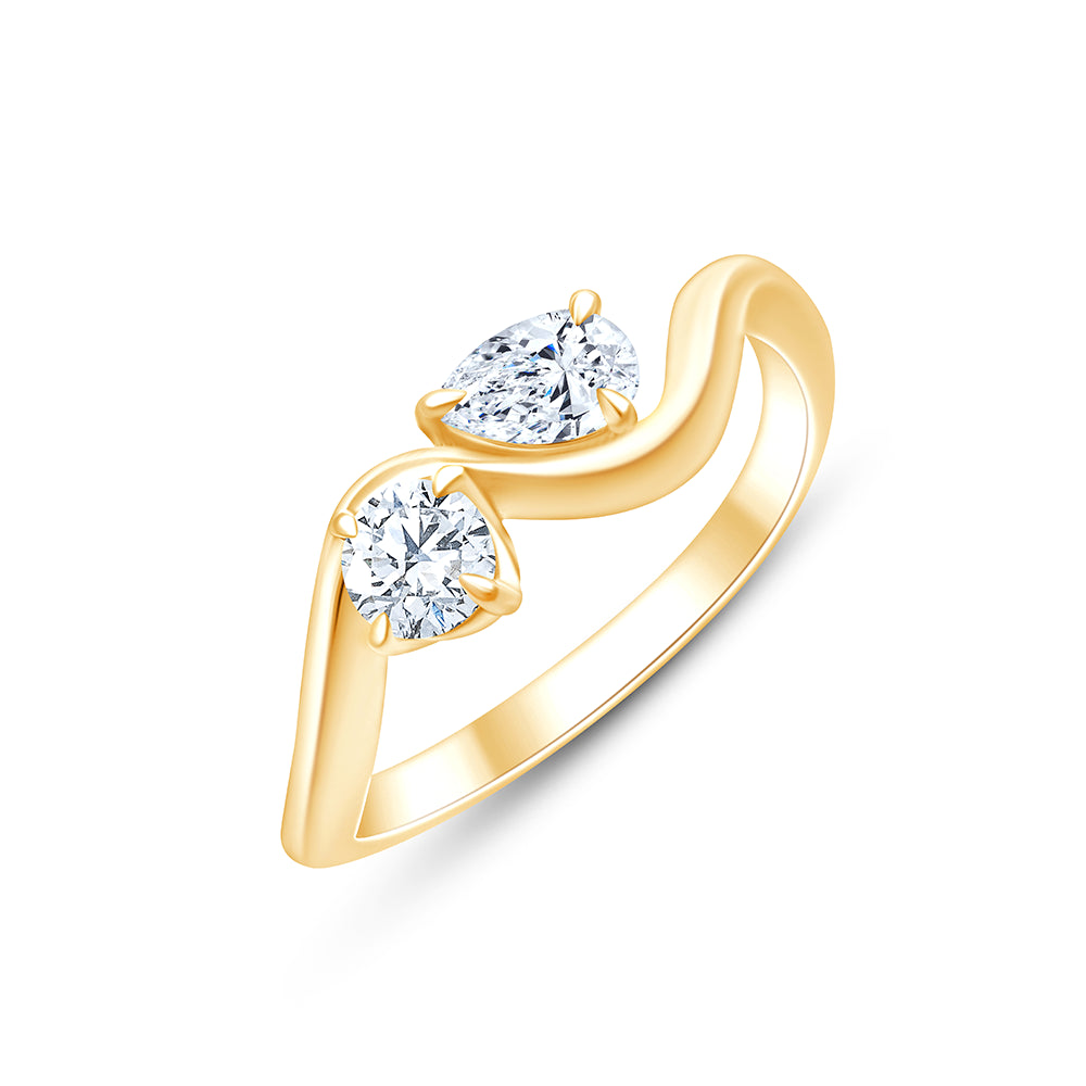 Pear  Brilliant Cut Wave Ring