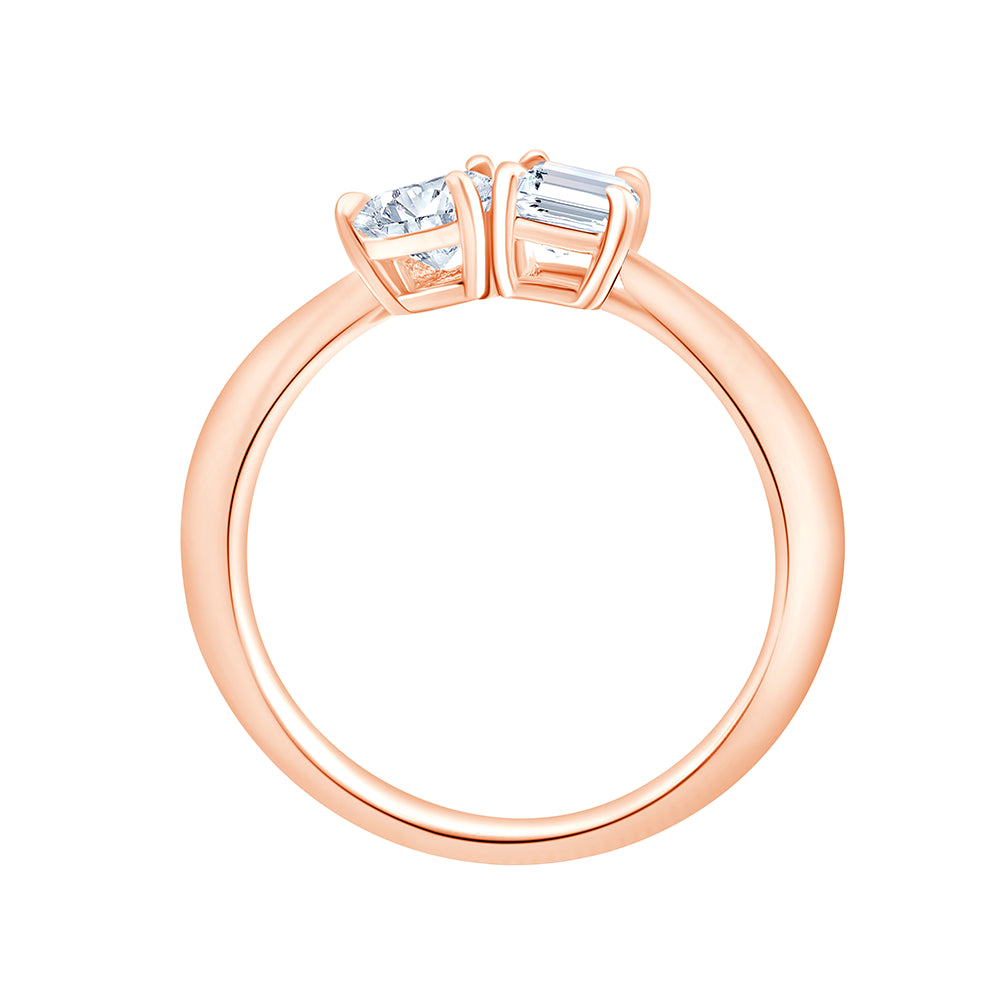Pear  Emerald Cut Toi Et Moi Ring