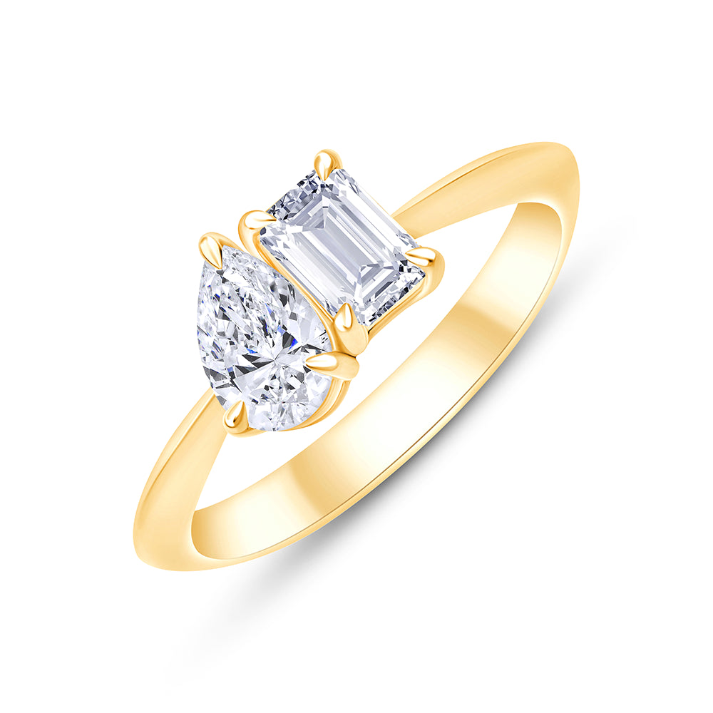 Pear  Emerald Cut Toi Et Moi Ring
