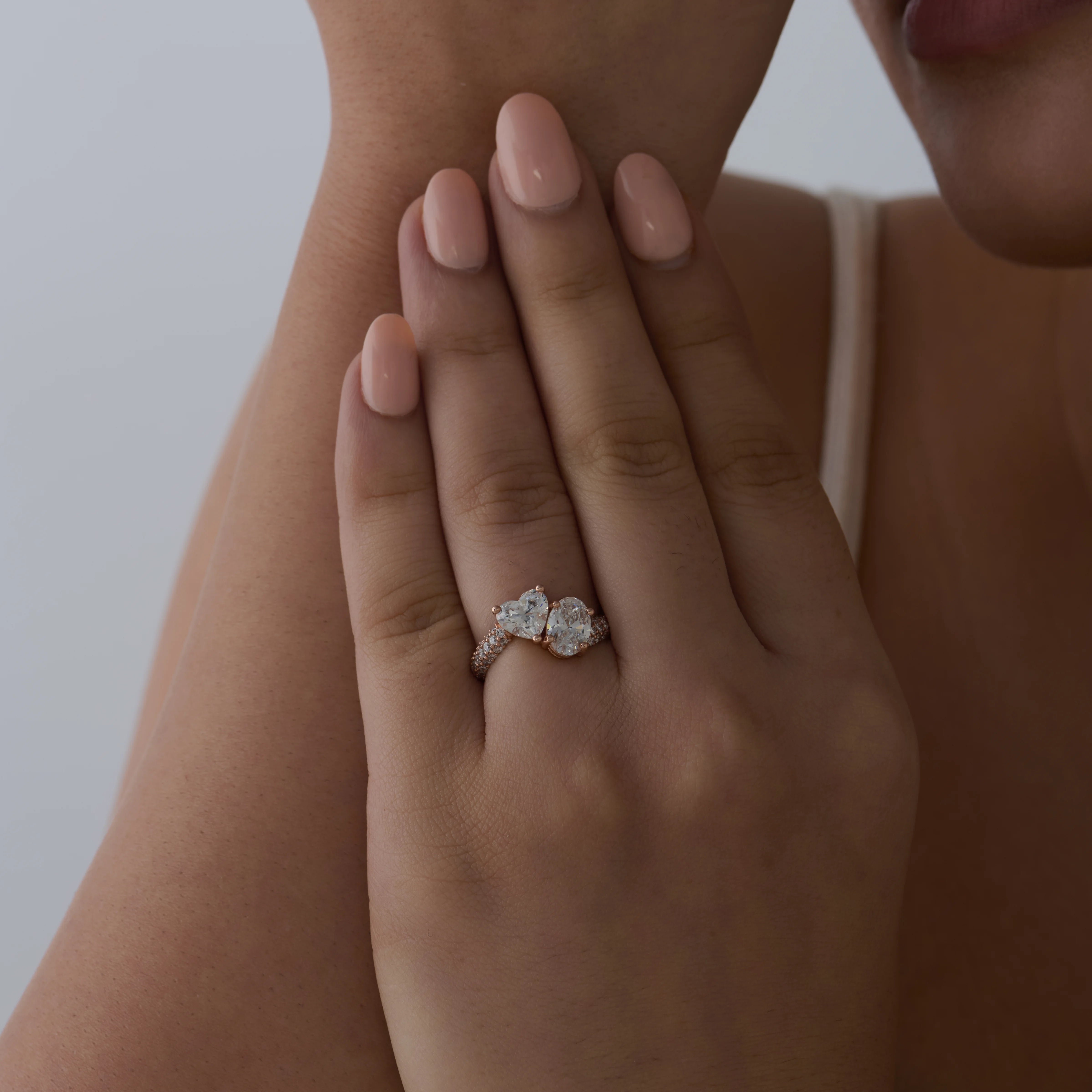 Heart  Oval Cut Toi Et Moi Ring