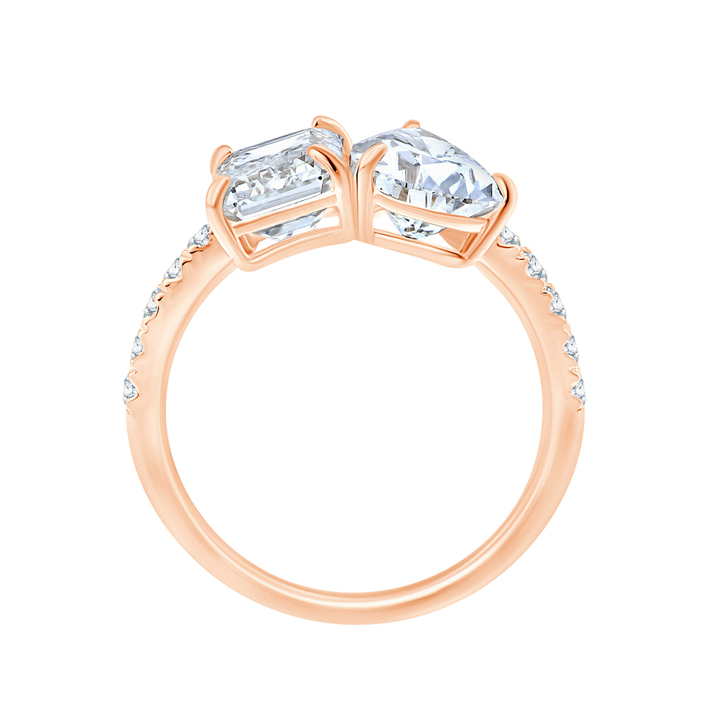 Pear  Emerald Cut Toi Et Moi Ring