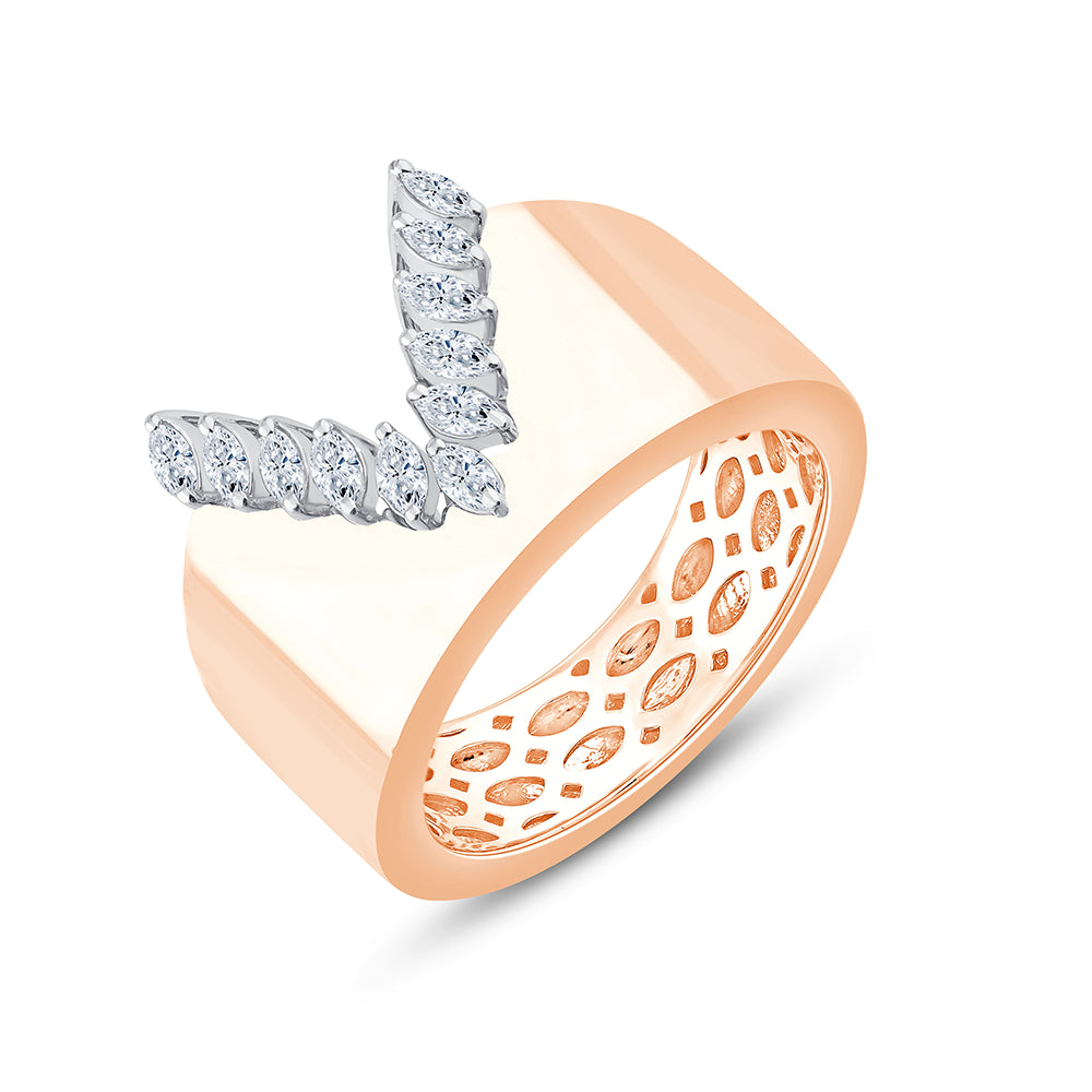  V Motif Marquise Ring