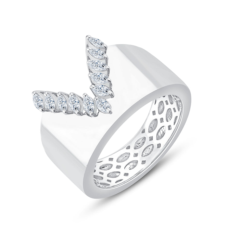  V Motif Marquise Ring