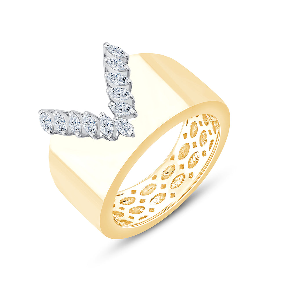  V Motif Marquise Ring