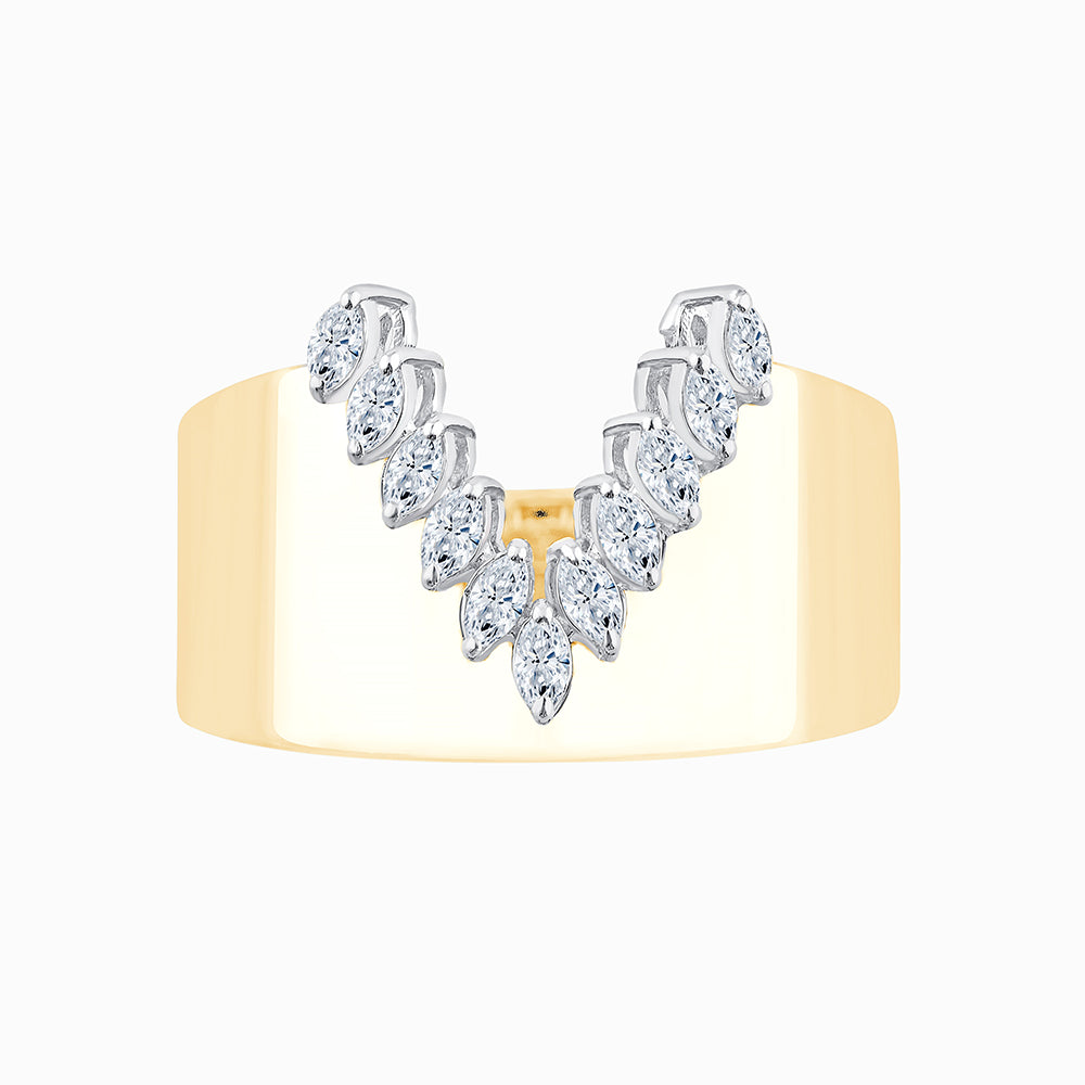  V Motif Marquise Ring