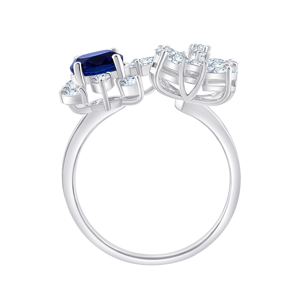 Pear Cut Floral Sapphire Open Ring