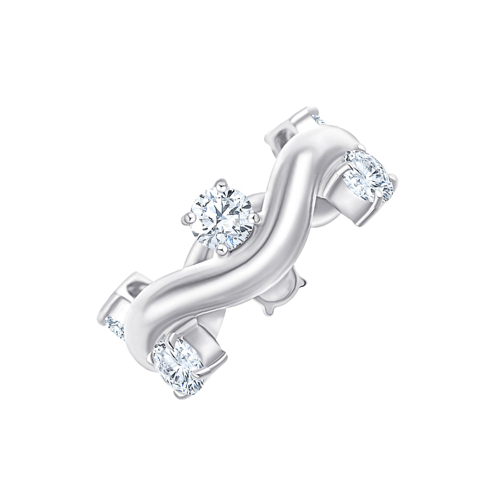 Brilliant Cut Scattered Wave Ring