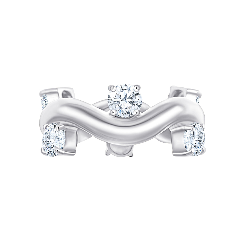 Brilliant Cut Scattered Wave Ring